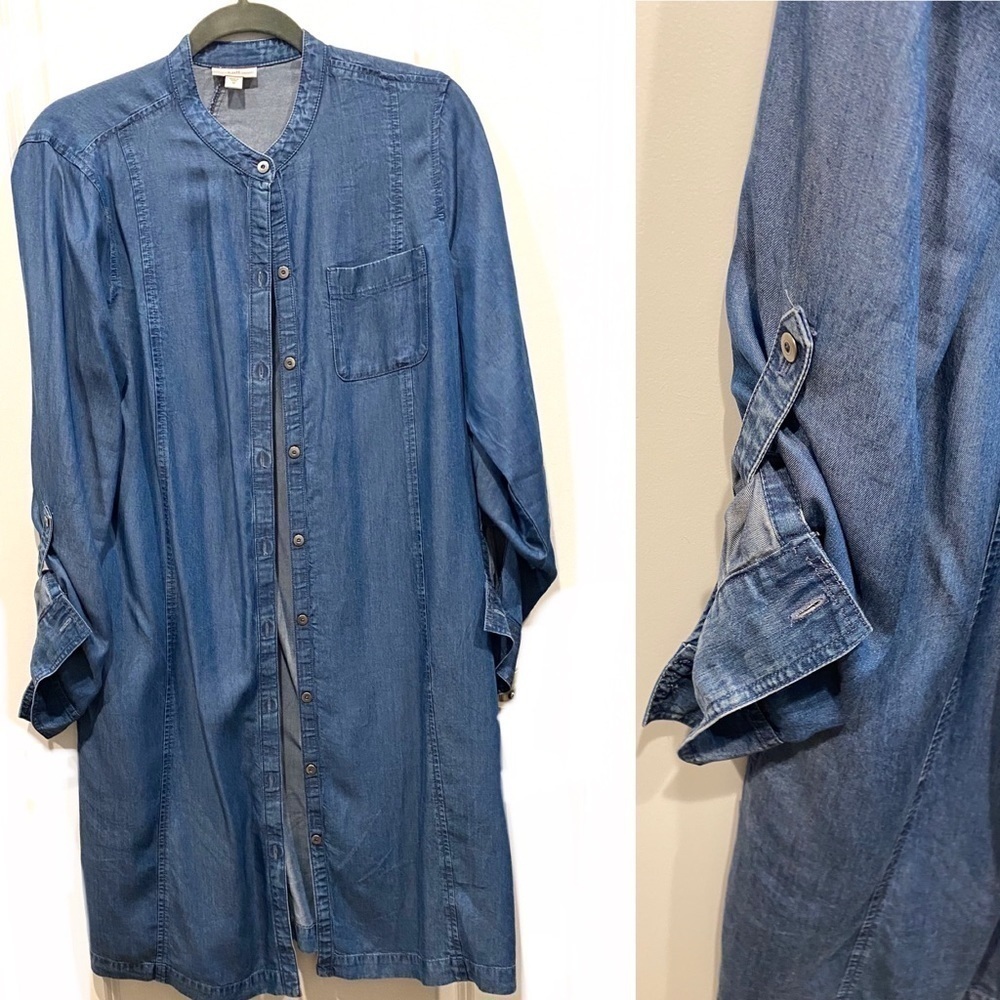 J Jill Lyocell Button down Demin Tunic - Picture 8 of 8